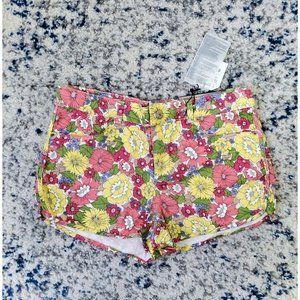 ZARA Girls Collection Youth Slim 13/14 White, Yellow Floral Print Pockets Shorts